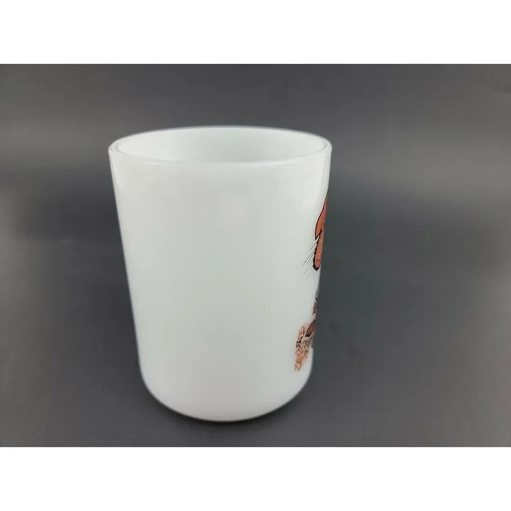 Vintage Federal Glass Mug White Milk Glass CANADA Beaver Maple D Handle